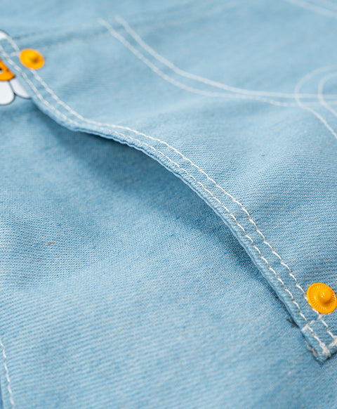Stay Bloom Denim Smiley Tote Bag