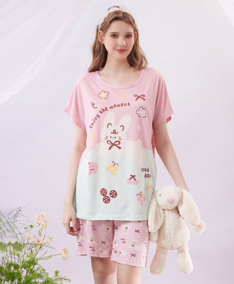 Enjoy the Moment Good Day Short Sleeves Microfiber Top & Bottom Sleep Set