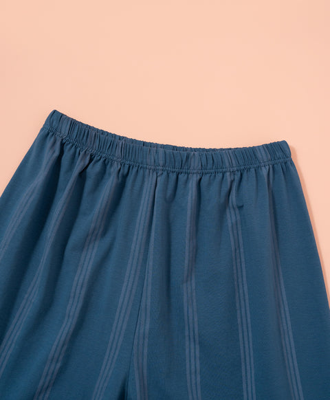 Cookies d'amore Satin Short Sleeve Top & Short PJ Set-Dark Blue