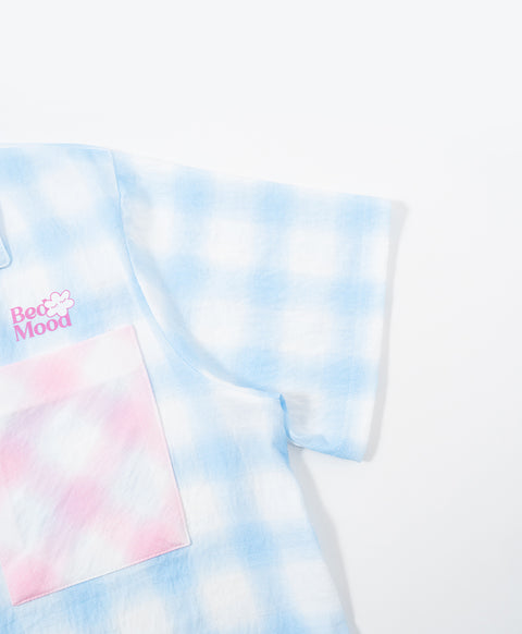 BedMood Cremo & Mello Join The Late Morning Coffee Club Polyester PJ Short Sleeves Top & Long Pants Set - Blue