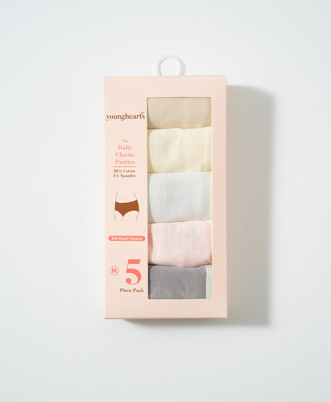 Latte Mood 5pcs Mid Waist Hipster Pack Panties