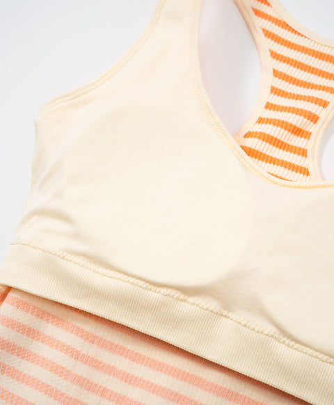 Stay Bloom Padded Stripes Ribbed Racerback Vest