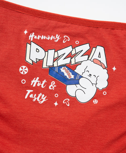 Harmony & Cookies Pizza Paradise Low Waist Hipster 5pcs Lyocell Cotton Spandex Graphic Pack Panties