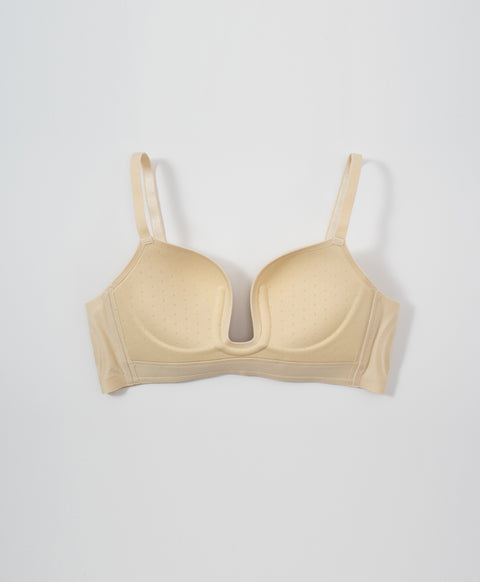Second Skin Soft Seamless Wireless Low-Back Demi Push Up Plunge Bra
