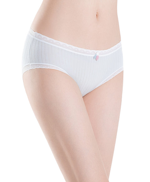 Country Style Low Waist Midi Ribbed Cotton Panties