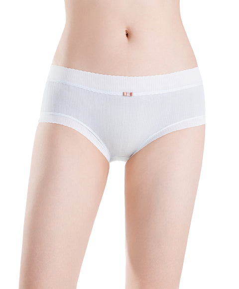 Delicate Bow Low Waist Hipster Ribbed Cotton Panties