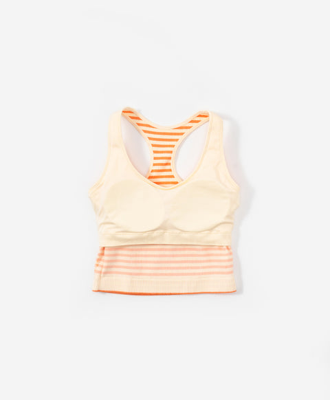 Stay Bloom Padded Stripes Ribbed Racerback Vest