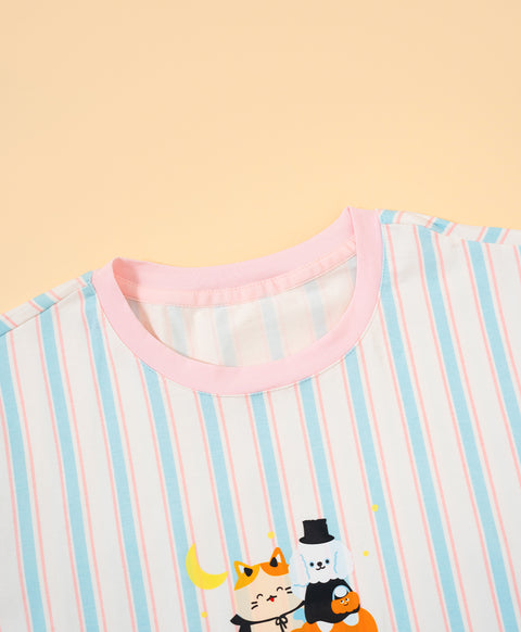 Junior Meow-lloweeen Party Short Sleeves Sleep Dress