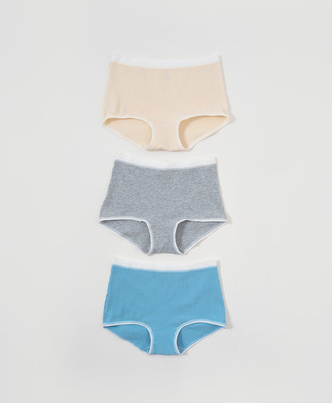 Rib Design Mid Waist Hipster Cotton Panties