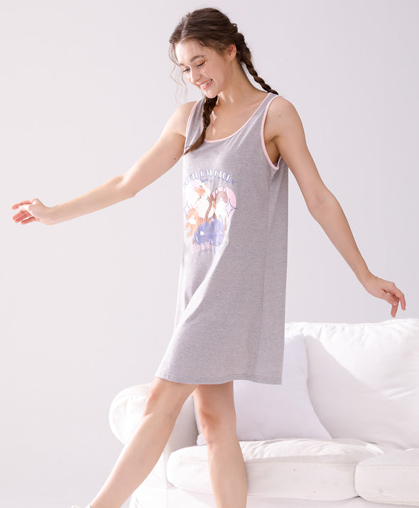 Cute Cat Club Sleeveless Sleep Dress