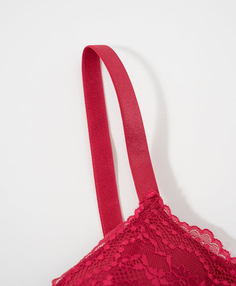 Spring Lace 3/4 Cup Full Coverage Wireless Bra