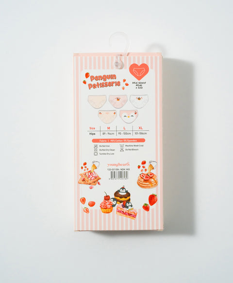 Penguin Patisserie 5pcs Mid Waist Midi Graphic Pack Panties