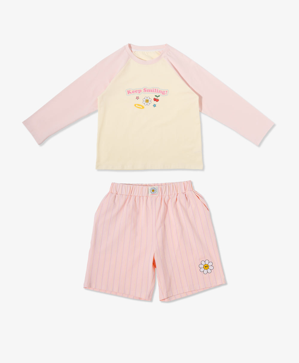 Junior Keep Smiling Long Sleeve Tee & Boxer Shorts Set