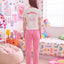 BedMood Cremo & Mello No Rush. No Rules Cotton Blend Short Sleeves Top & Long Pants Set - Pink