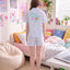 BedMood Mello Nothing Scheduled. Don't Ask. Polyester PJ Short Sleeves Top & Shorts Set - Blue