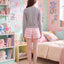 BedMood Cremo & Mello Late Morning Coffee Club Cotton Blend Long Sleeves Top & Shorts Set - Grey