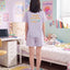 BedMood Cremo Mentally Unavailable. Physically Comfy Polyester PJ Short Sleeves Top & Shorts Set - Purple