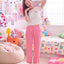 BedMood Cremo & Mello No Rush. No Rules Cotton Blend Short Sleeves Top & Long Pants Set - Pink
