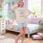 BedMood Cremo & Mello Late Morning Coffee Club Cotton Blend Long Sleeves Top & Shorts Set - Cream