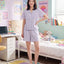 BedMood Cremo Mentally Unavailable. Physically Comfy Polyester PJ Short Sleeves Top & Shorts Set - Purple
