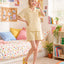 BedMood Mello No Tasks. Just Vibes Polyester PJ Short Sleeves Top & Shorts Set - Yellow