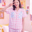 BedMood Cremo & Mello Join The Late Morning Coffee Club Polyester PJ Short Sleeves Top & Long Pants Set - Pink