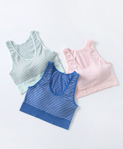 Stripe Seamless Wireless Pull Over Vest
