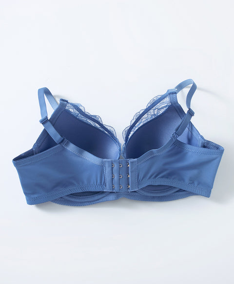 Microfiber Elegant Lace Full Cup Coverage Underwire Bra (B Cup)