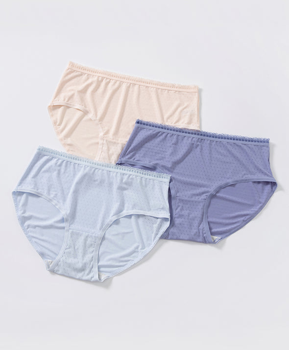 Cool Touch Microfiber Low Waist Midi Panties 3pcs Set