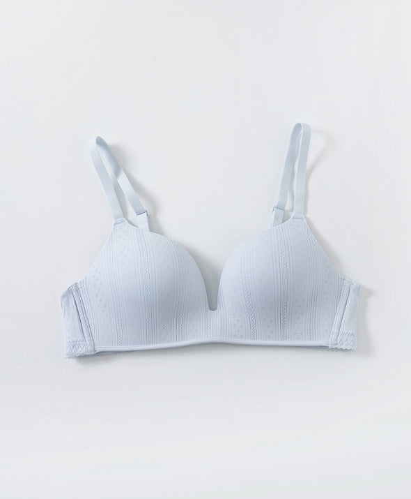 Lace Trim Pointelle Wireless 3/4 Cup Lightly-Lined Bra