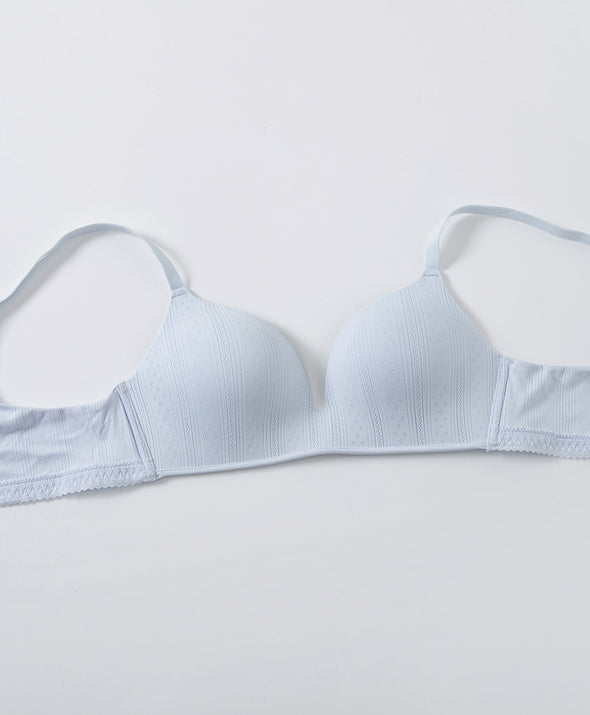 Lace Trim Pointelle Wireless 3/4 Cup Lightly-Lined Bra