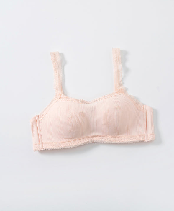 Lace Trim Pointelle Wireless Bandeau Bra