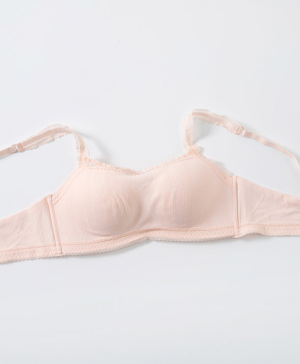 Lace Trim Pointelle Wireless Bandeau Bra