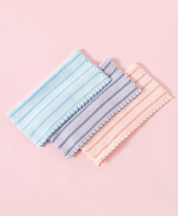 Contrast Color Stripe Microfiber Kitchen Towel 3pcs Set