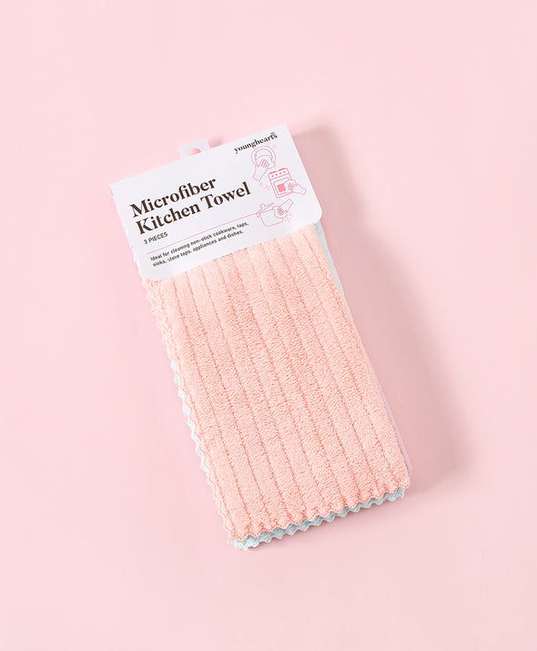 Pastel Color Stripe Microfiber Kitchen Towel 3pcs Set