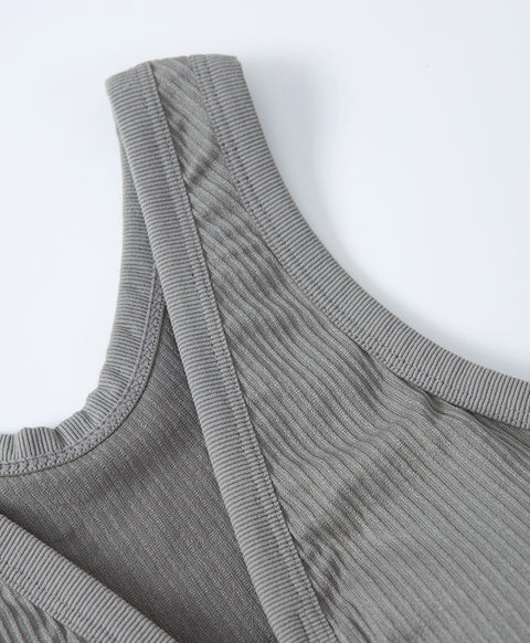 Seamless Knit Sporty Racer-Back V-Neck Front Zip Vest