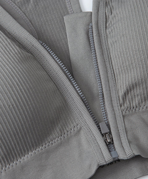 Seamless Knit Sporty Racer-Back V-Neck Front Zip Vest