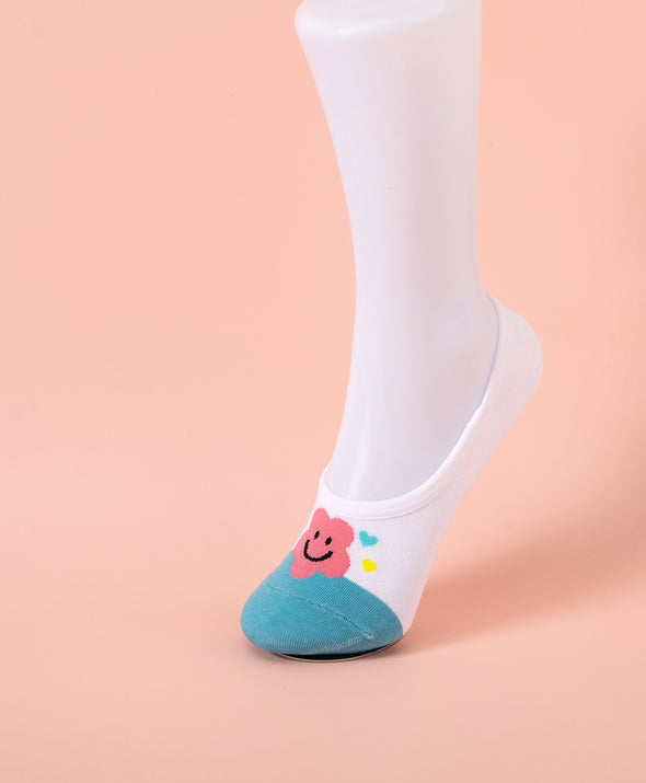 Wonder Palette Smiley Floral No-Show Socks