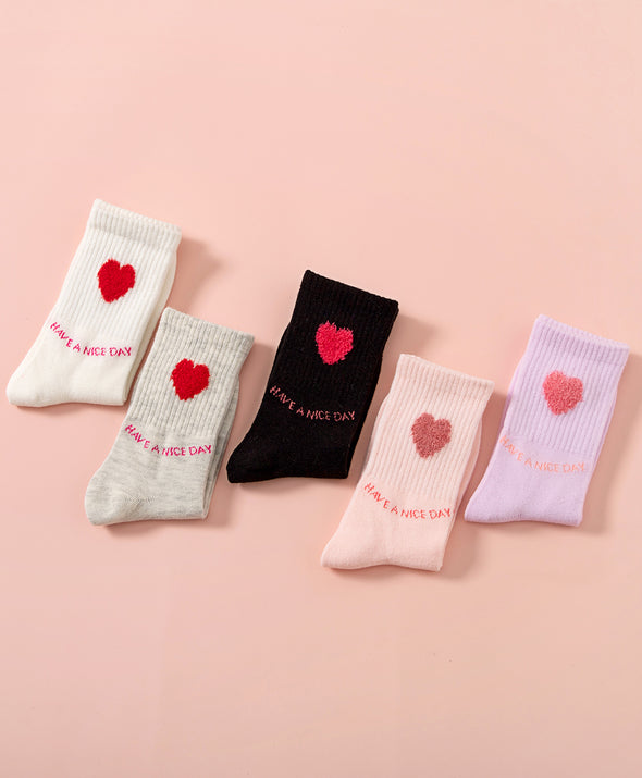 Hello Yuki & Hattie Heart Crew Socks