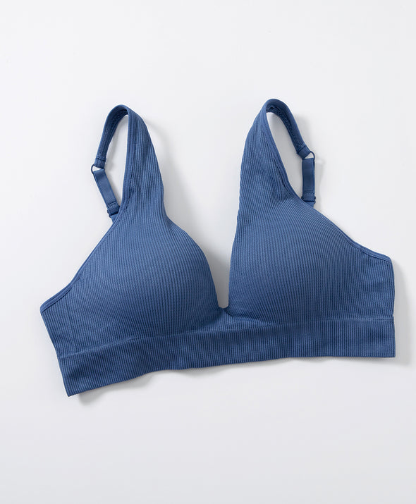 Eco-Seamfree Rib Wired Plunge Push Up Bra