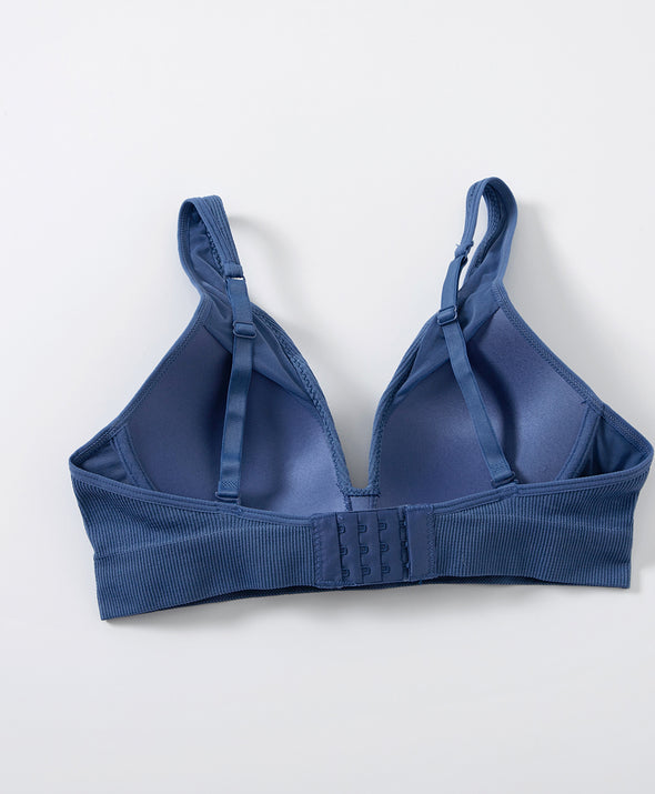 Eco-Seamfree Rib Wired Plunge Push Up Bra