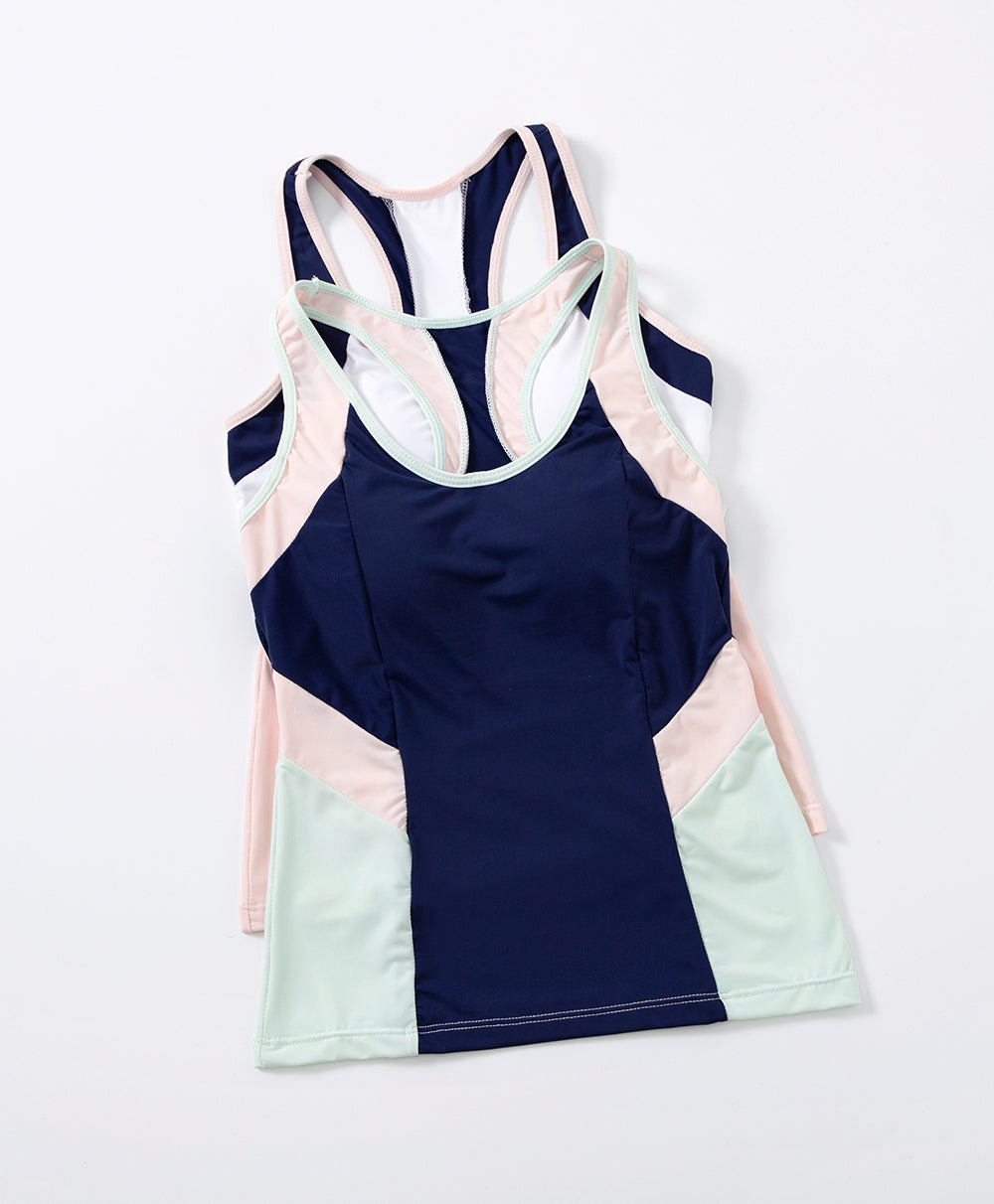 Junior Playful Colour Blocking Girl's Racer Back Long Vest