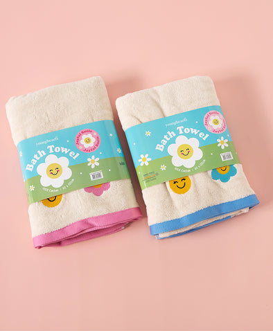 Joyful Smile Embroidery Bath Towel