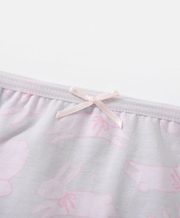 Bunny with Bow Cotton Spandex 2pcs pack Midi Sanitary Panties