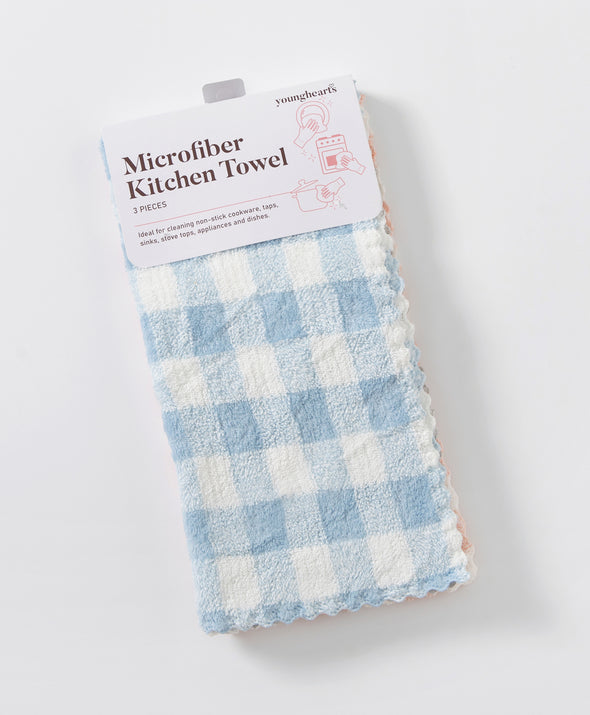 Checkered Pattern Microfiber 3pcs in 1pack Kitchen Towel