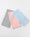 Zigzag Contrast Pattern Microfiber 3pcs in 1pack Kitchen Towel