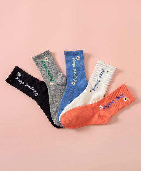 Keep Smiling 5-Pack Crew Socks