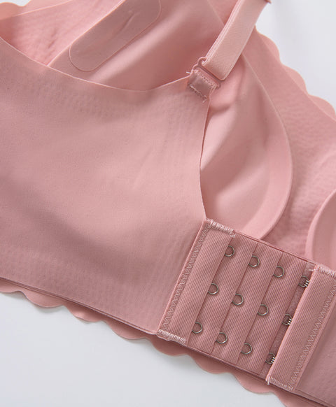 Floral Laminated Scalloped Wireless Clean Cut Seamless Bralette with Back Hook