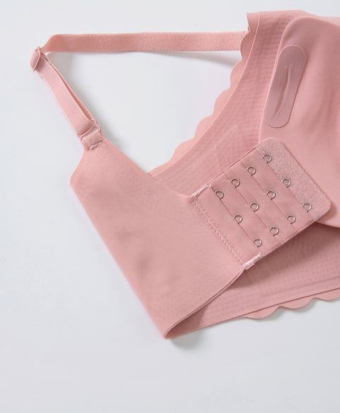 Floral Laminated Scalloped Wireless Clean Cut Seamless Bralette with Back Hook