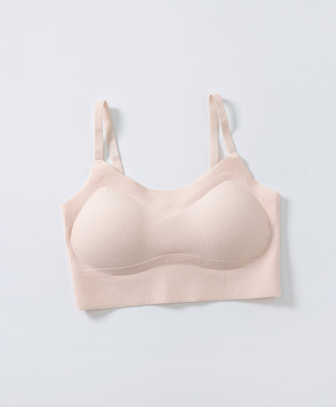 Chic Mode Ribbed Wireless Clean Cut Laminated Seamless Bralette with Back Hook